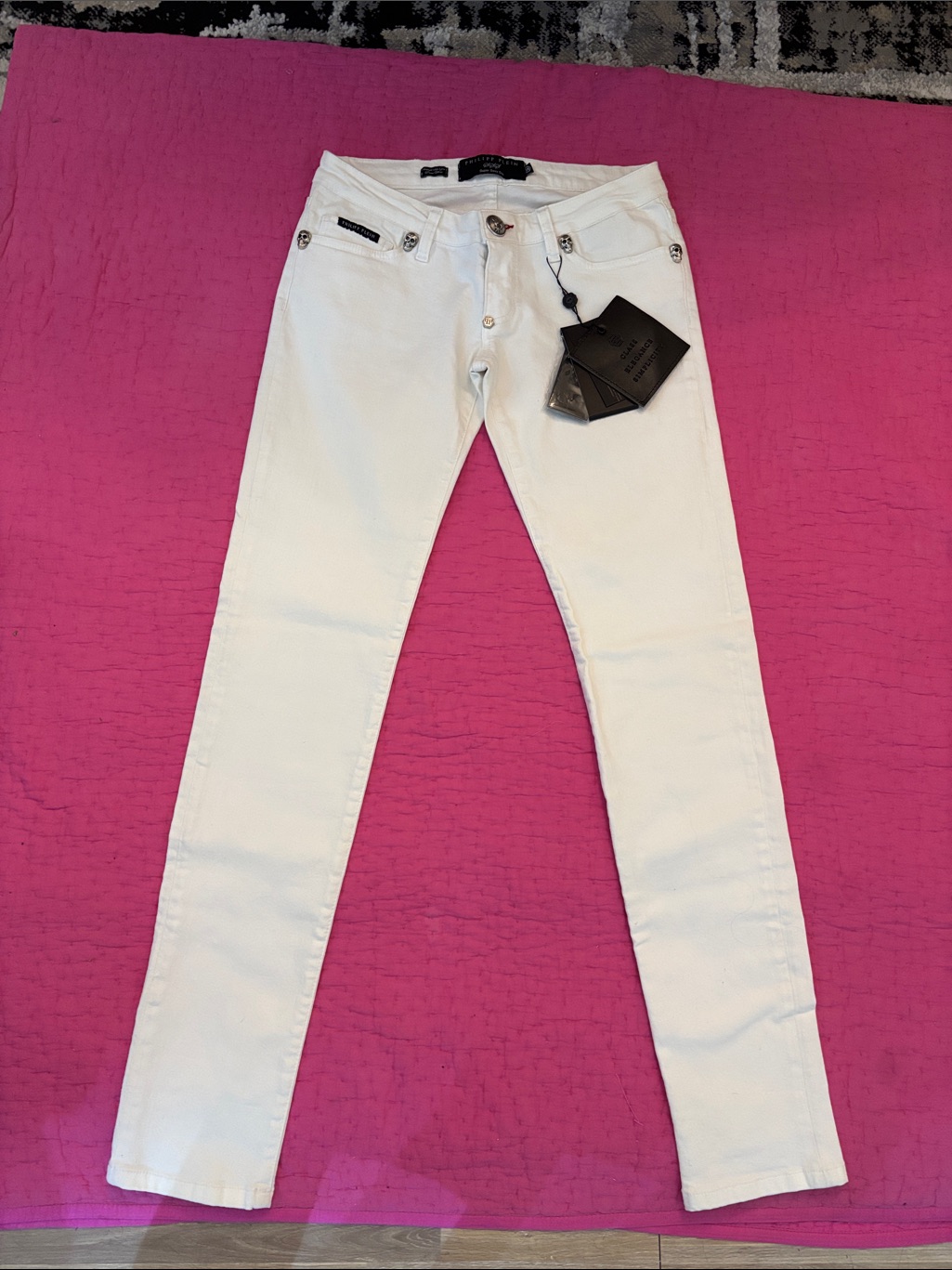 Nwt Philipp Plein White Slim Jeans, Size 28